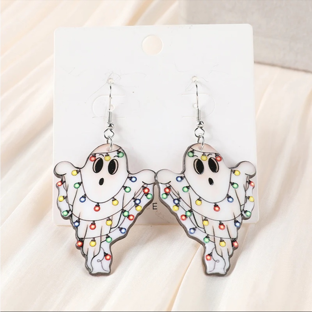 Ghost with Christmas Lights ~ Earrings ~ Brand New! - Picture 9 of 9